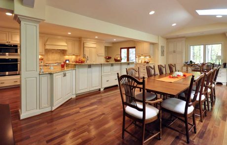 galley kitchen adjacent to a formal dining area